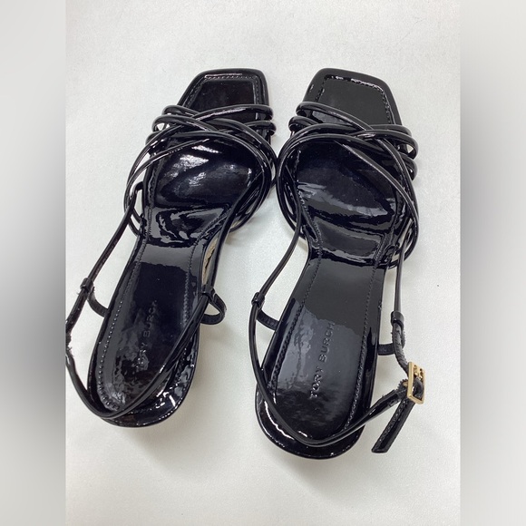 Tory Burch Black Multi Strap 75MM Wedge Sandals Size 9 - Picture 2 of 15